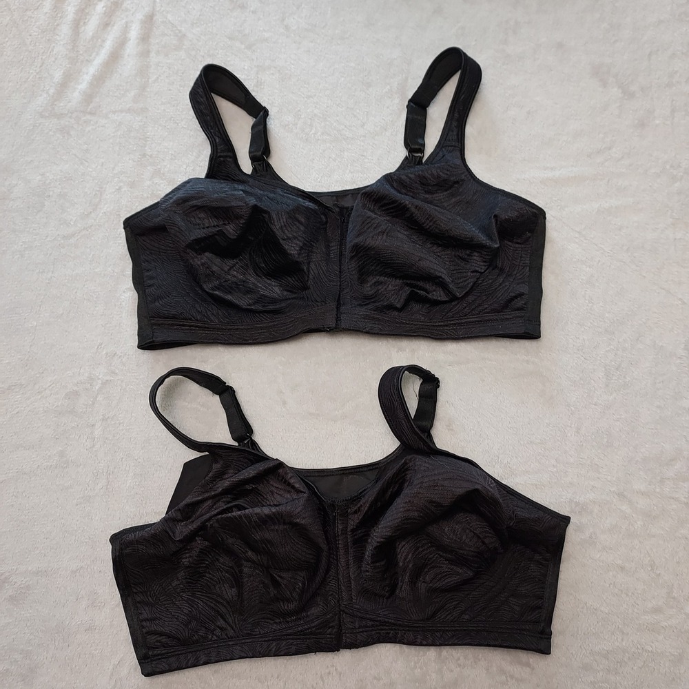 Playtex 18 Hour E525 Wireless Bra Black Jacquard 42DD Set of 2